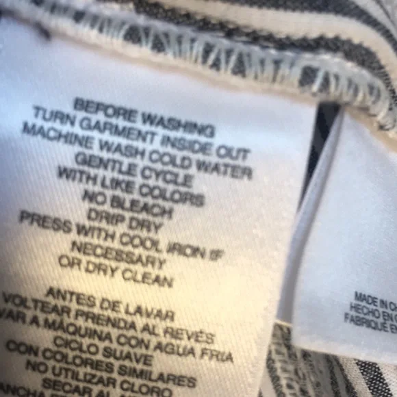 ANNE KLEIN 100% Cotton Striped Shirt w/Logo Buttons Tie Accents on 3/4 Sleeves - Picture 15 of 15